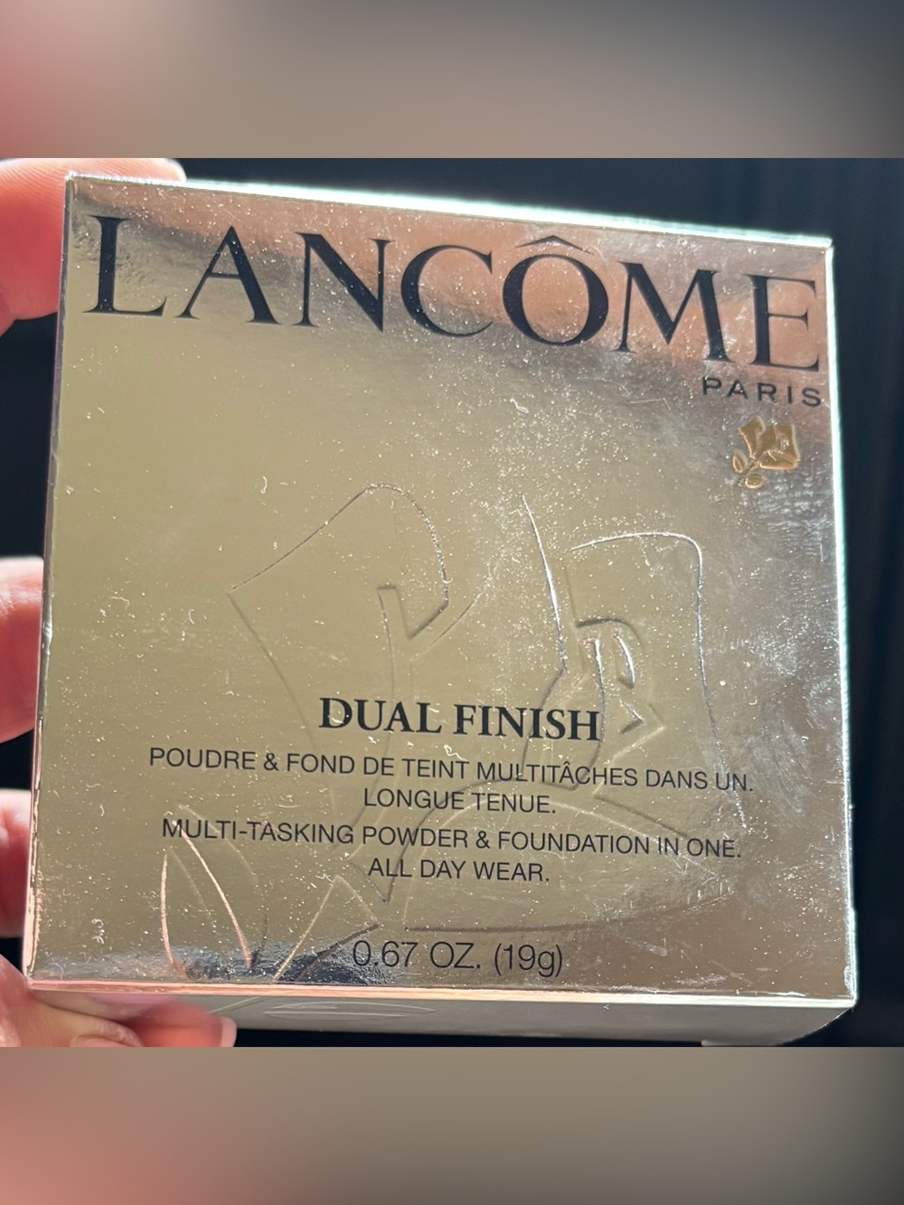 Lancome 310 Bisque II Dual Finish Compact in Black and Gold Accents